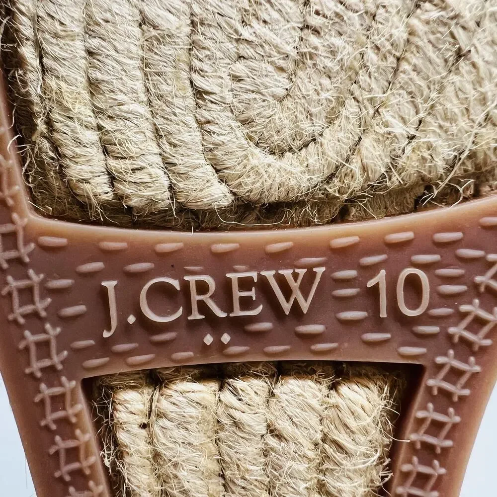 J Crew Shoes Womens 10 Beige Cotton Espadrille Wedge Heels Round Toe Slip On
